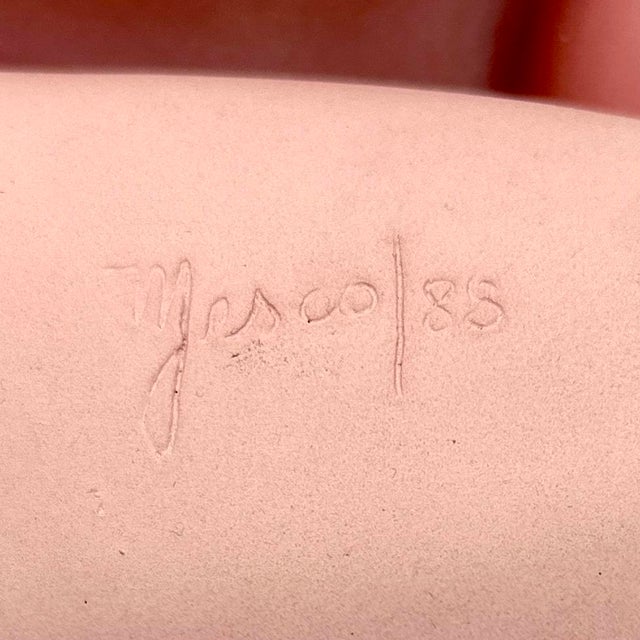 Mauve 1980s Ceramic Sculptural Bowl With 3d Floral Motif For Sale - Image 8 of 8