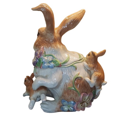 White Vintage Fitz & Floyd Easter Rabbits Bunny Cookie Jar For Sale - Image 8 of 9