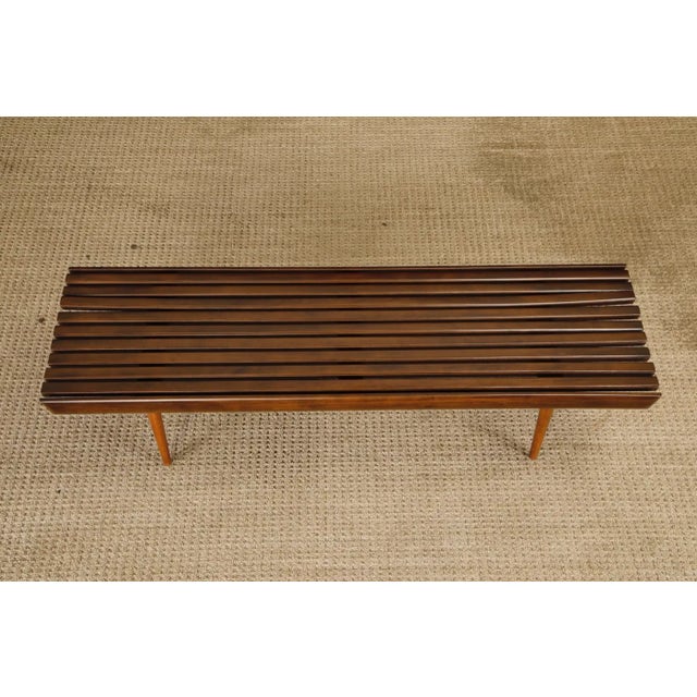 Brown Mid-Century Modern Walnut Slatted Bench or Coffee Table, 1960s, Refinished For Sale - Image 8 of 15