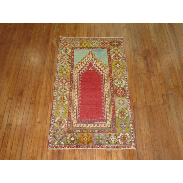 1940s Colorful Turkish Prayer Niche Rug - 3'3" x 5'8" For Sale - Image 17 of 18