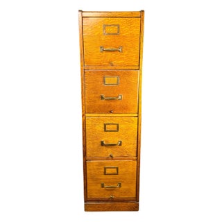 Antique Quarter Sawn Oak File Cabinet For Sale