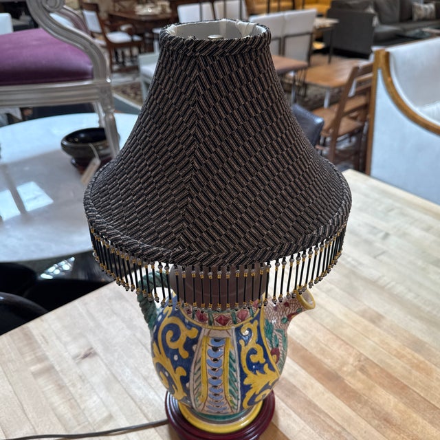 Italian Majolica Pottery Table Lamp For Sale - Image 4 of 10