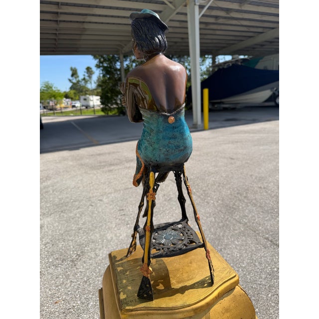 1960s Bronze Statue of a Girl on a Stool Drinking Champaign, 1960s For Sale - Image 5 of 9