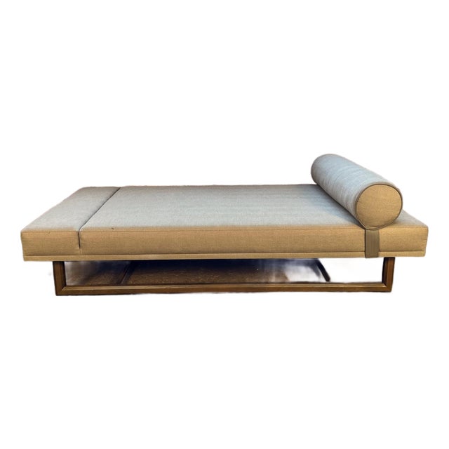 Bright Furniture Daybed With Grey Herringbone Upholstery For Sale