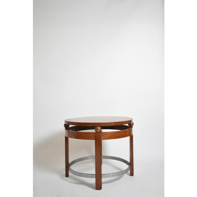 Vintage Round Wooden Pedestal Table, 1930s For Sale - Image 6 of 6