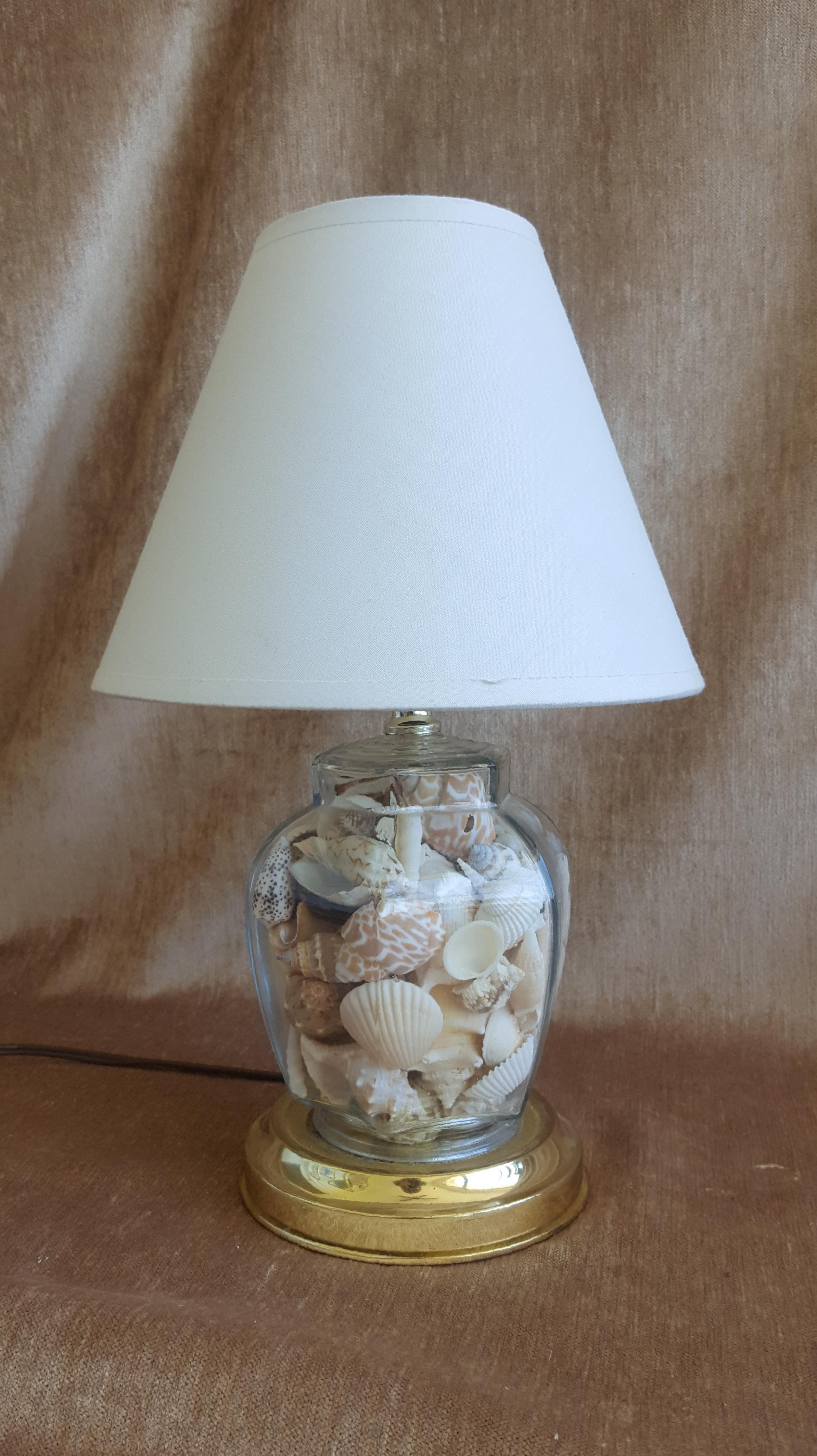 seashell filled floor lamp