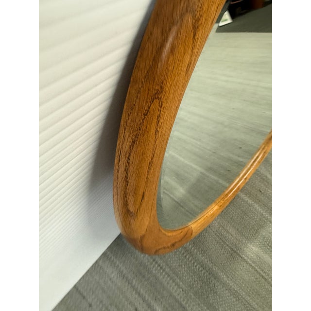 Vintage Round Oak Framed Wall Mirror For Sale - Image 9 of 12