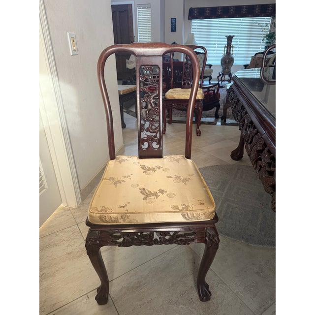 1980s Chinese Rosewood Carved Dining Set For Sale - Image 9 of 12