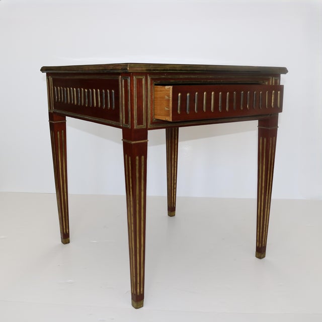 Neoclassical 20th Century Neoclassical-style Mahogany Brass Table For Sale - Image 3 of 9