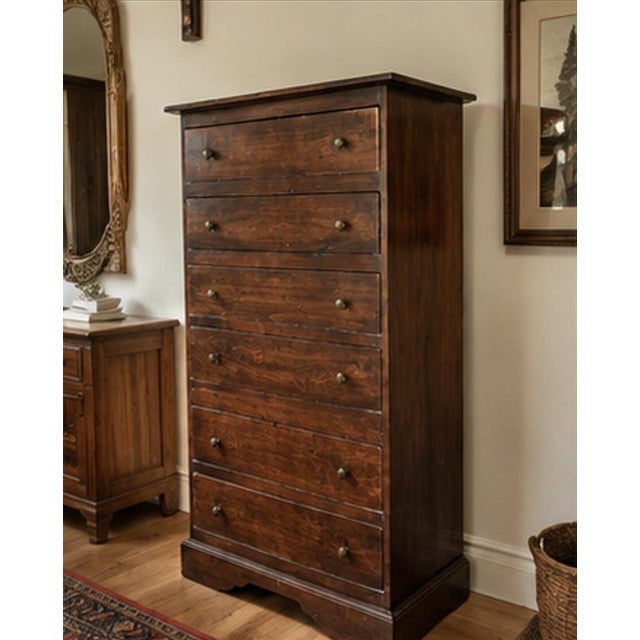 Beech Seven-Drawer Tall Chest, 1970s For Sale - Image 4 of 5