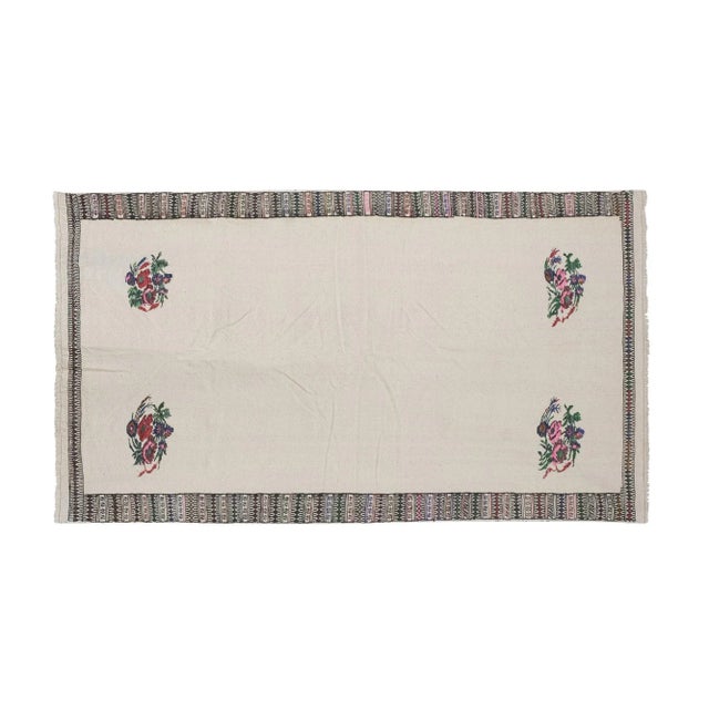 Vintage Aubusson Unusual Kilim Rug 4'7" X 7'9" 55.1'' x 93.3'' / 140 x 237 cm Hand woven with high quality pure wool...