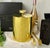 Gold Late 20th Century Anna New York Gold Ice Bucket Set With Crystal Knob, Bottle Opener & Tongs For Sale - Image 8 of 8