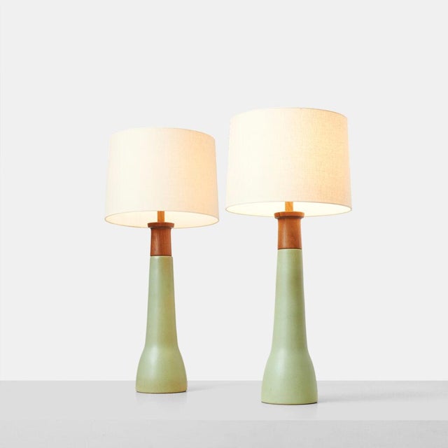 Pair of Stoneware Table Lamps by Gordon & Jane Martz USA, 1950s A beautiful pair of tall stoneware table lamps by Jane &...