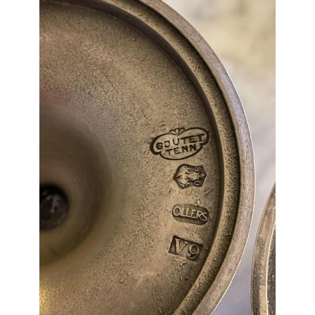 Metal Scandinavian Modern Pewter Candlesticks by Edvin Ollers, 1971, Set of 2 For Sale - Image 7 of 8