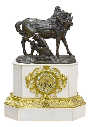 Marble and Bronze Clock by Théodore Gechter, 19th Century
