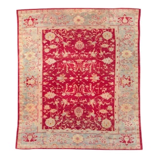 Galerie Shabab Collection Early 20th Century Handmade Turkish Oushak Room Size Carpet in Red and Grey For Sale