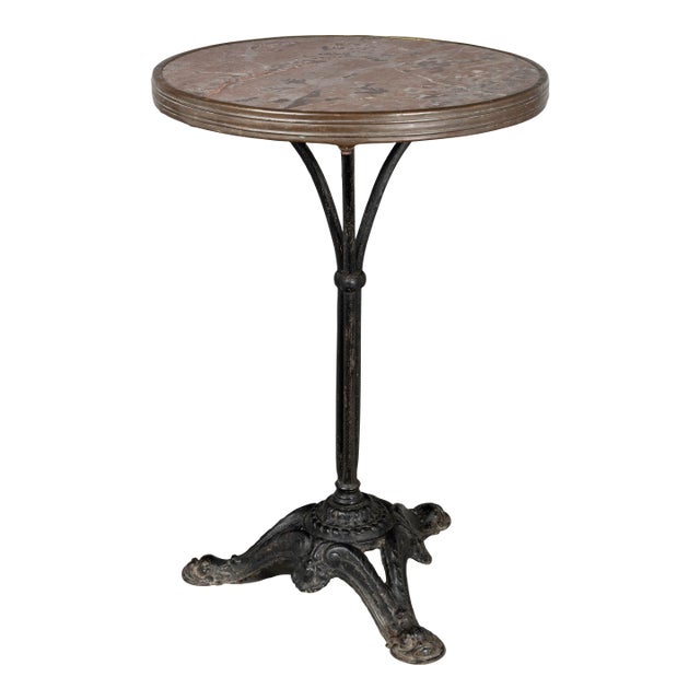 19th Century French Cast Iron Marble Top Bistro Table For Sale