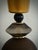 Metal Mid-Century Round Dove Gray and Smoky Murano Art Glass and Brass Table Lamp, 2000 For Sale - Image 7 of 10