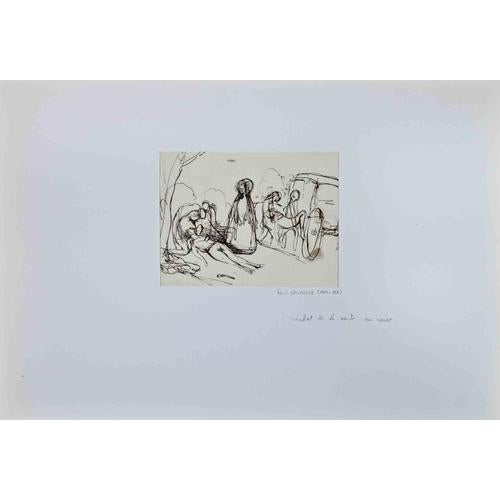 Figures is a drawing in china ink realized by Paul Gavarni in the 19th Century. Good conditions. The artwork is depicted...