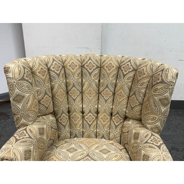 Textile Channel Back Arm Chair, Vintage For Sale - Image 7 of 12