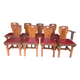 Set of Eight Restaurant Dining Chairs With Branded Keystone “P”, C. 1940, Berks County Provenance For Sale