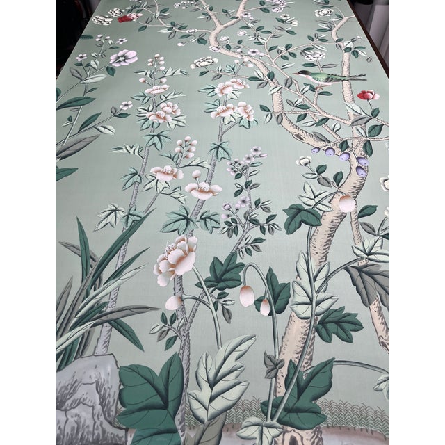 If you love the look of De Gournay wallpaper but not the price, this is for you. Mint Green Chinoiserie Floral Bird &...