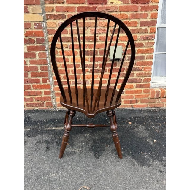 Brown Vintage Windsor Style Hoop BraceBack Oak Side Chair For Sale - Image 8 of 18