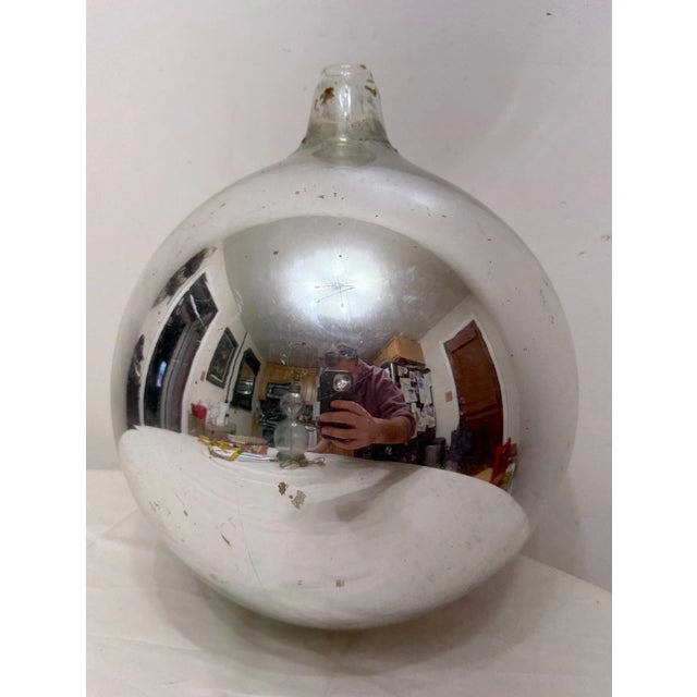 Up for sale is a rare antique hand-blown German Krugel mercury glass Christmas ornament. Measuring round in shape and made...