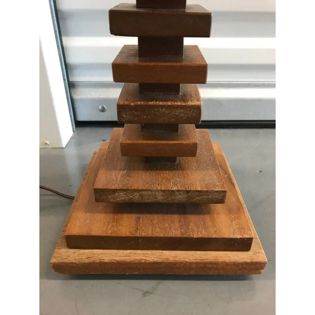 Mid-Century Modern Mid-20th Century Stacked Wooden Lamps - A Pair For Sale - Image 3 of 4