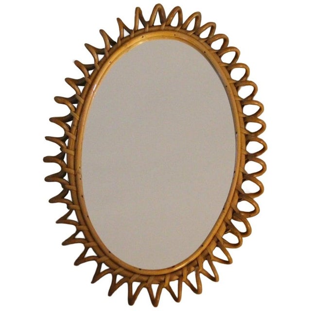 Round Wall Mirror in Rattan and Bamboo, 1960s For Sale - Image 14 of 14