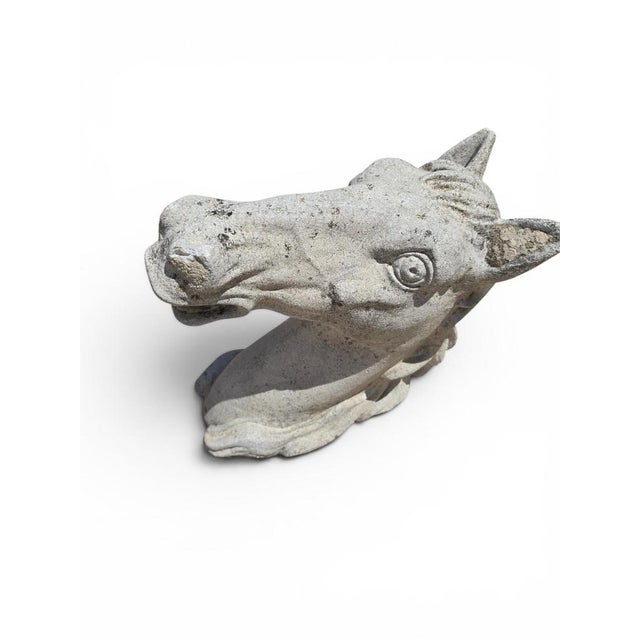 Horse Head Sculpture in Reconstituted Stone, 1990s For Sale - Image 3 of 8