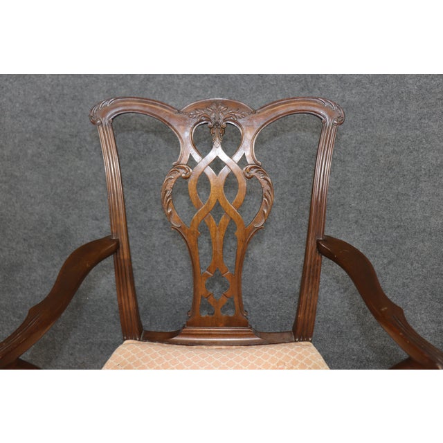 Chippendale Set of 8 Custom-Made Mahogany Chippendale Style Dining Chairs For Sale - Image 3 of 12
