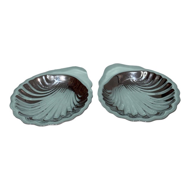 1960s Oneida Silver Plate Seashell Serving Tray For Sale