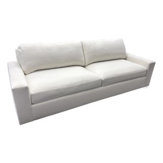 Rh Restoration Hardware Maxwell 2-Cushion Sofa 8' | Classic 40" Depth | Down-Feather Fill | Performance Linen Weave | Natural For Sale