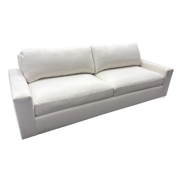 Rh Restoration Hardware Maxwell 2-Cushion Sofa 8' | Classic 40" Depth | Down-Feather Fill | Performance Linen Weave | Natural For Sale