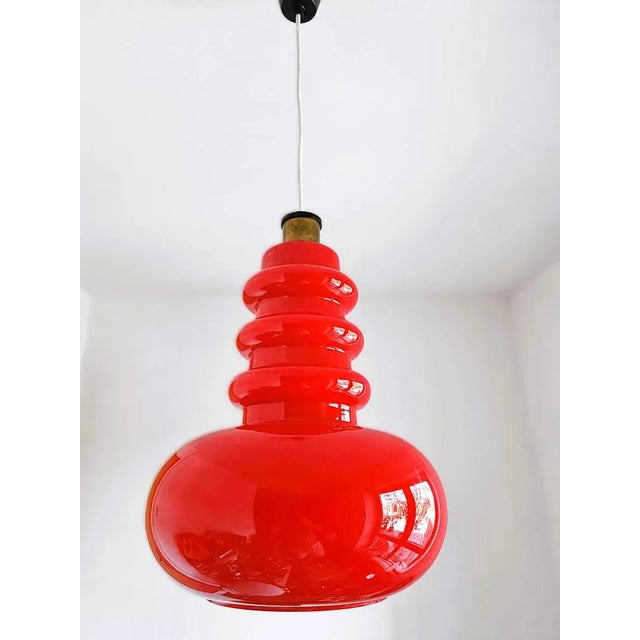 Vintage Red Glass Pendant Lamp from Peill & Putzler, 1970s For Sale - Image 9 of 9