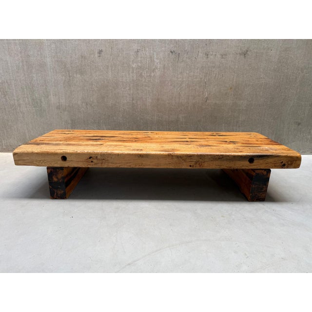 Brutalist Wabi-Sabi Oak Coffee Table For Sale - Image 9 of 9