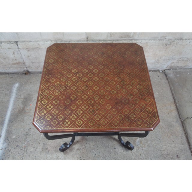 Brunschwig & Fils Vintage French Regency Scrolled Iron & Wood Side Accent Table For Sale - Image 4 of 10