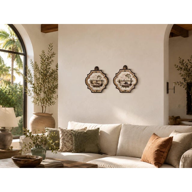 A Pair of 19th Century Painted Faience Plaques in the Style of Veuve Perrin For Sale - Image 11 of 12