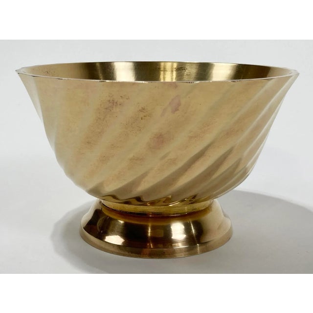 Vintage Solid Brass Footed Bowl For Sale In Kansas City - Image 6 of 7