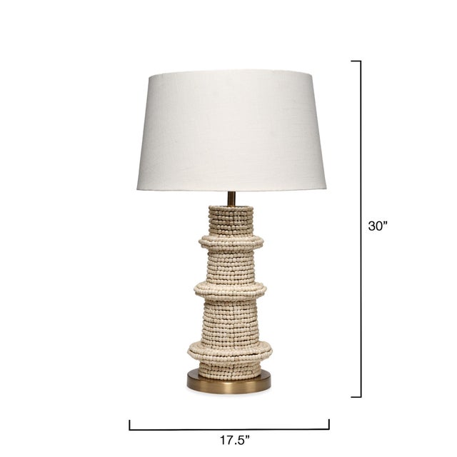 Contemporary Jamie Young Rowan Table Lamp in Cream Wood Beads For Sale - Image 3 of 6