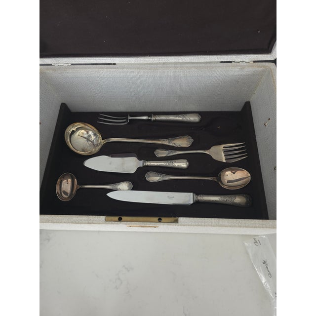 Exceptional Christofle Marly flatware set with 108 total pieces, including 12 serving utensils. Approximately 40% of the...