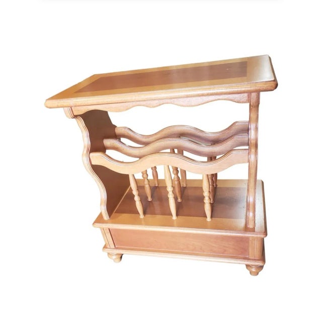 2000 - 2009 Canterbury Style Solid Cherry Magazine Rack Side Table With Drawer For Sale - Image 5 of 9