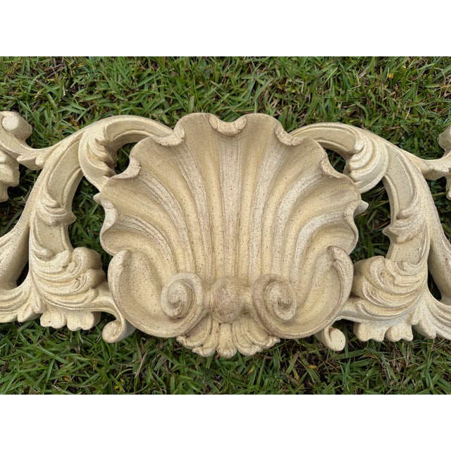 1970s Vintage 64 Inch Baroque Overdoor Wall Pediment Large Shell Scroll Frieze Header For Sale - Image 15 of 17