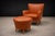 Burnt Orange Brazilian Modern Armchair with Ottoman in Hardwood & Leather by Carlo Hauner, Brazil, 1950s - Lot 353 For Sale - Image 8 of 12