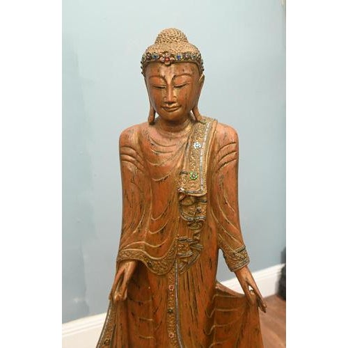 Large Burmese Carved Buddha Statue For Sale - Image 16 of 18