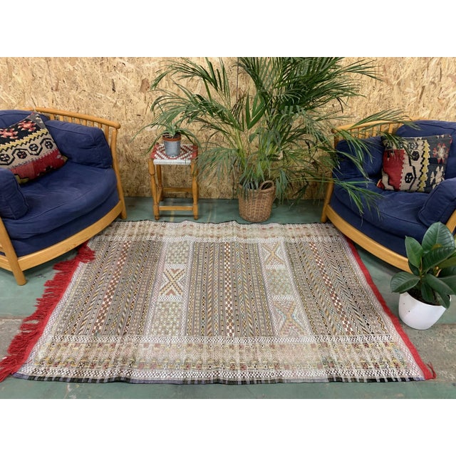 "Vintage Moroccan Berber Kilim 175 x 120 cm Vintage moroccan Berber Kilim, made from cactus silk, wool and cotton mixture...