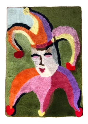 French Tapestry or Wall Decoration by Henri Gineste "Le Fou Du Roy" Kings Joker & Exhibit Catalog