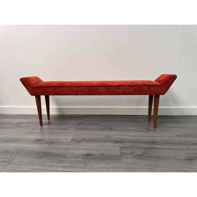 Italian Bench in Dedar Orange Fabric, 1950s For Sale - Image 6 of 7