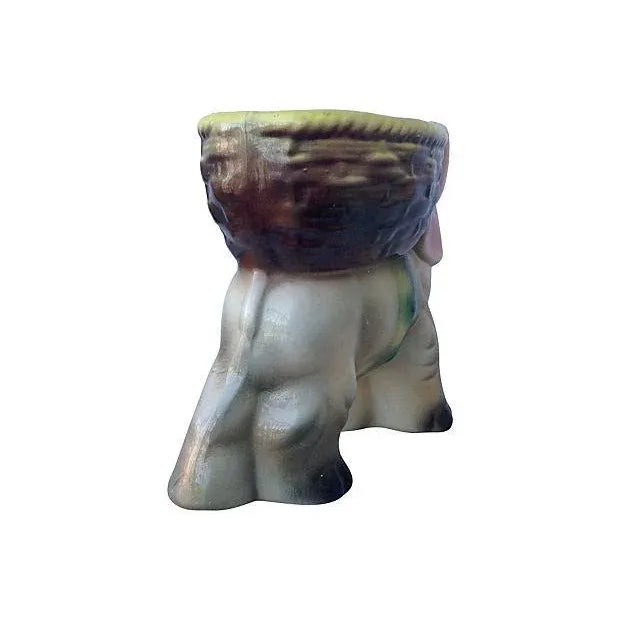 1950's Ceramic Glazed Elephant Plant Holder For Sale - Image 4 of 7